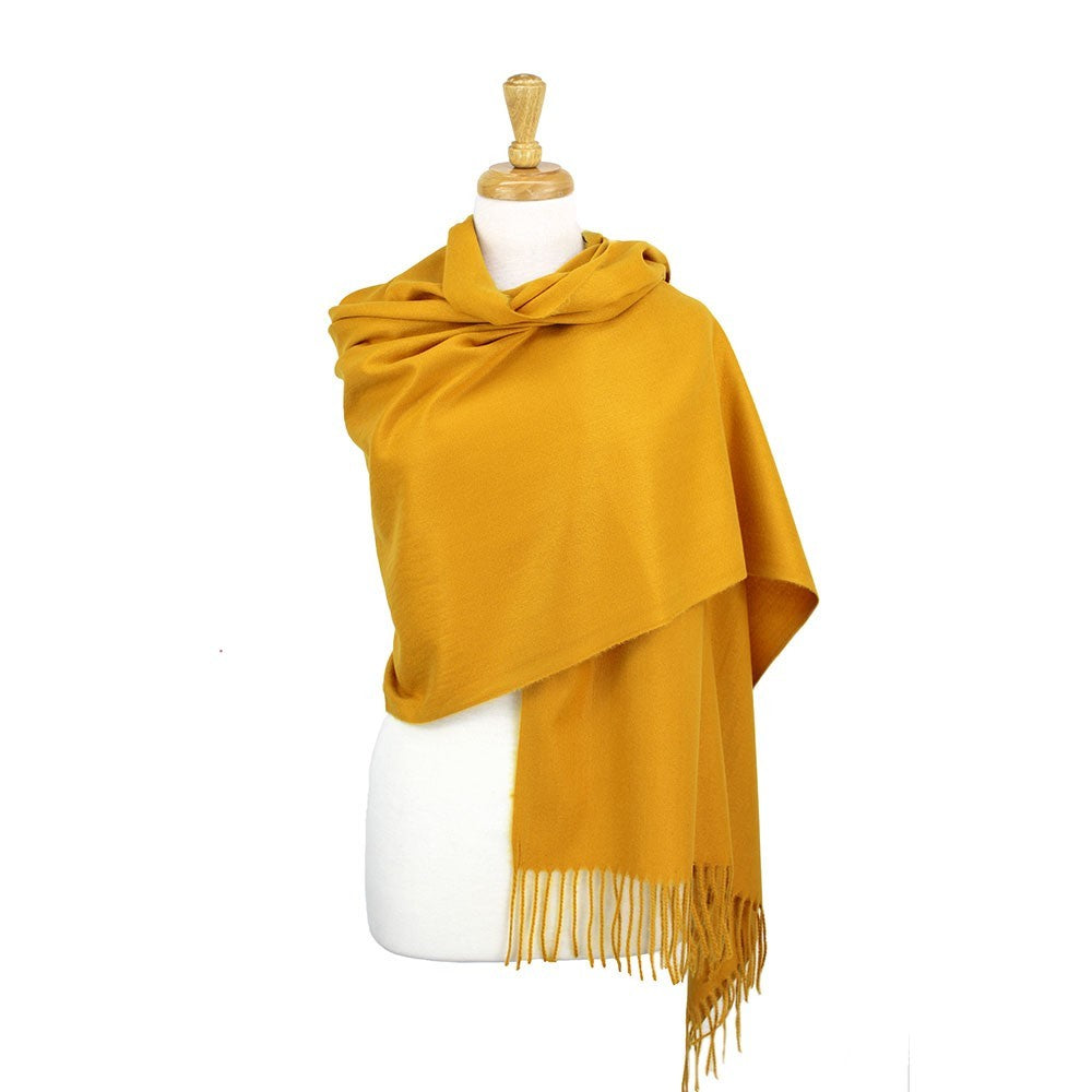 2pcs Red Mustard Cashmere Feel Oversized Wrap Shawl Scarf Stole Solid 78x27