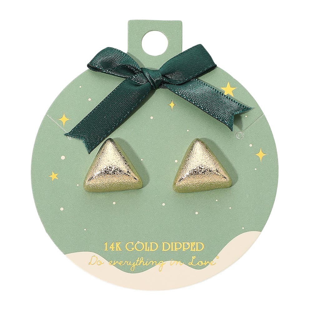 14K Gold Dipped Triangle Stud Earrings Minimal Geometric Everyday Jewelry