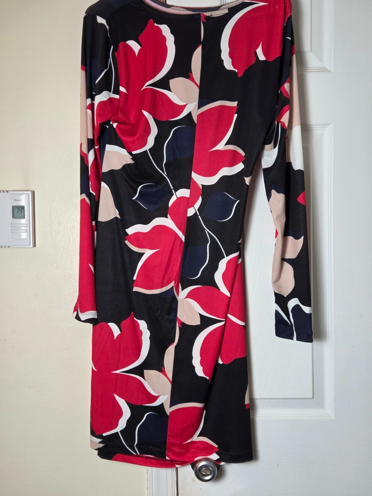 Venus Floral Print Fitted Sheath Dress Long Sleeve Crew Neck Dresses for Ladies