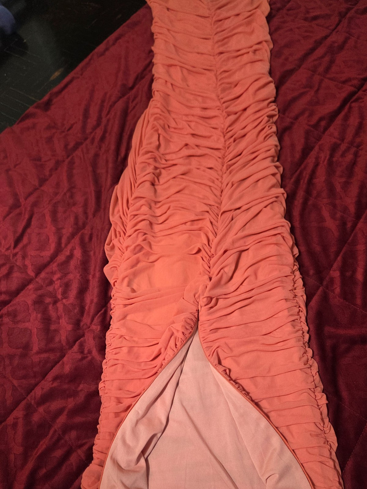 Orange Sleeveless Maxi Dress for Women Cascading Fabric Lined Gown Elegant Wear