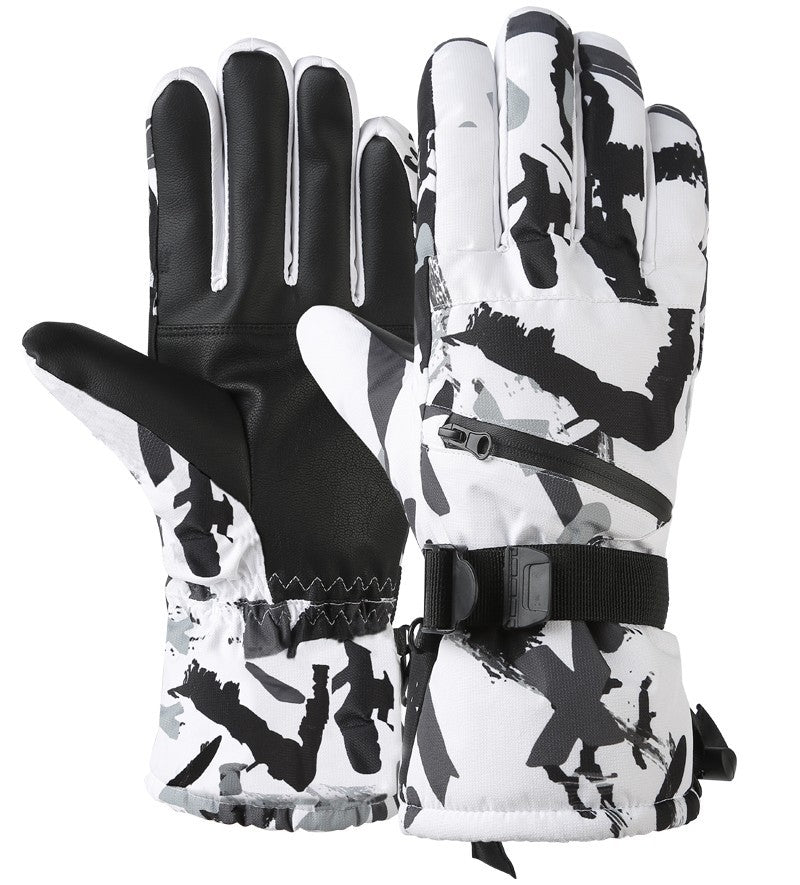 Waterproof Camo Ski Gloves Medium Size  Men's Winter Snowboarding Velvet Lined