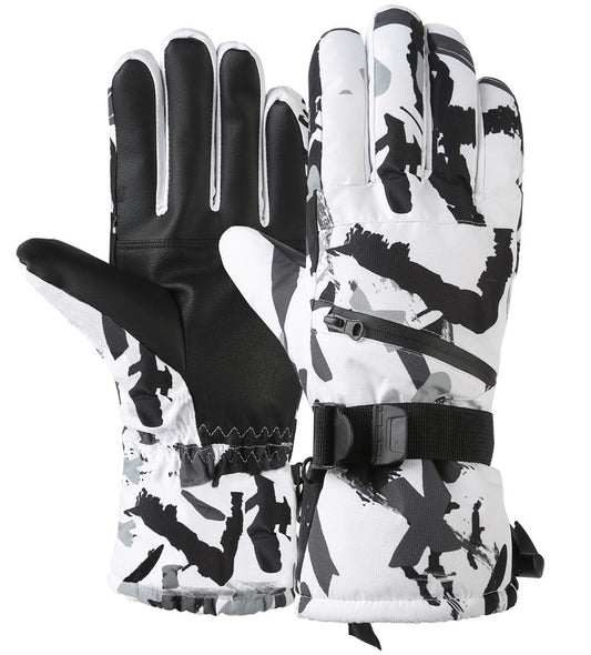 Waterproof Camo Ski Gloves Medium Size  Men's Winter Snowboarding Velvet Lined
