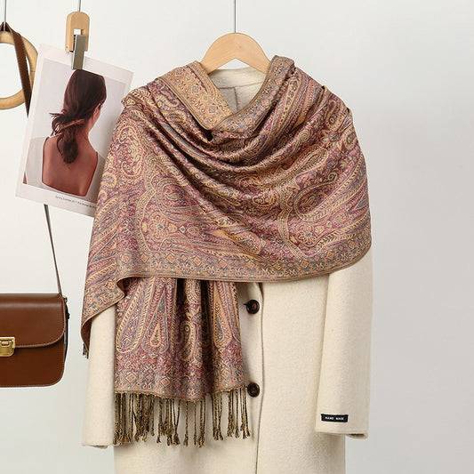 Vibrant Multicolor Cashmere Feel Polyester Paisley Shawl Wrap Scarf Gift