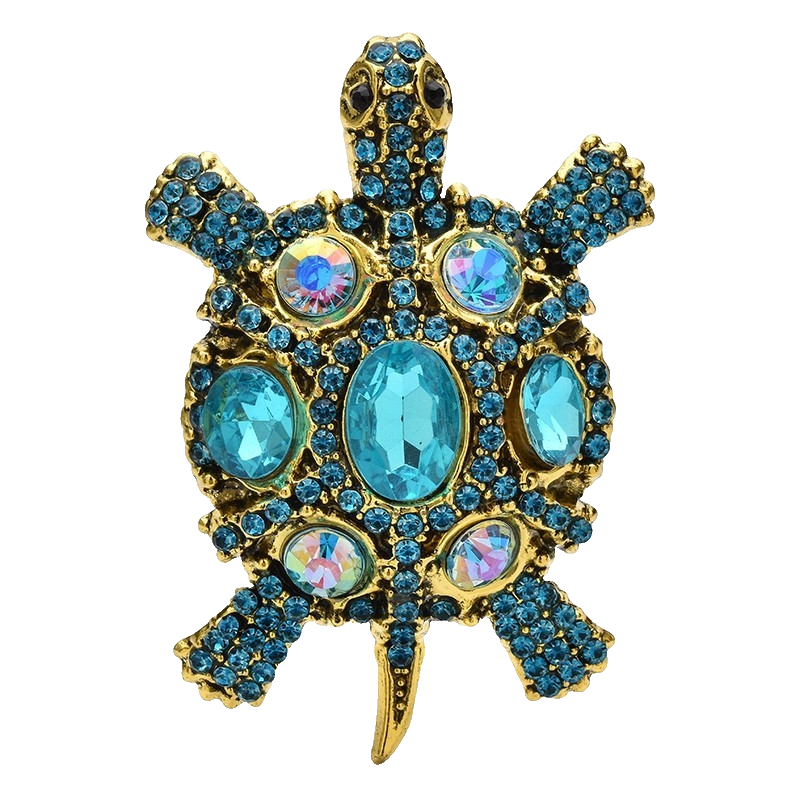 3pcs Vintage Rhinestone Turtle Brooch Pins Crystal Animal Tortoise