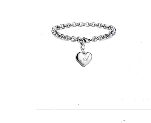 925 Sterling Silver Bracelet with Initial Letter  A Charms Personalized Jewelry