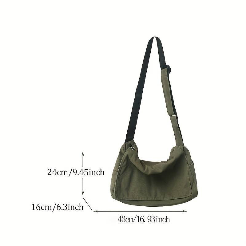 Olive Green Canvas Crossbody Messenger Bag – Large Casual Shoulder Tote Bags