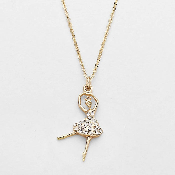 Crystal Pavé Ballerina Pendant Necklace  for  Women Cute Girl Jewelry Gift