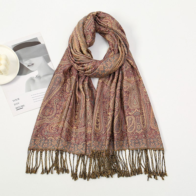 Vibrant Multicolor Cashmere Feel Polyester Paisley Shawl Wrap Scarf Gift