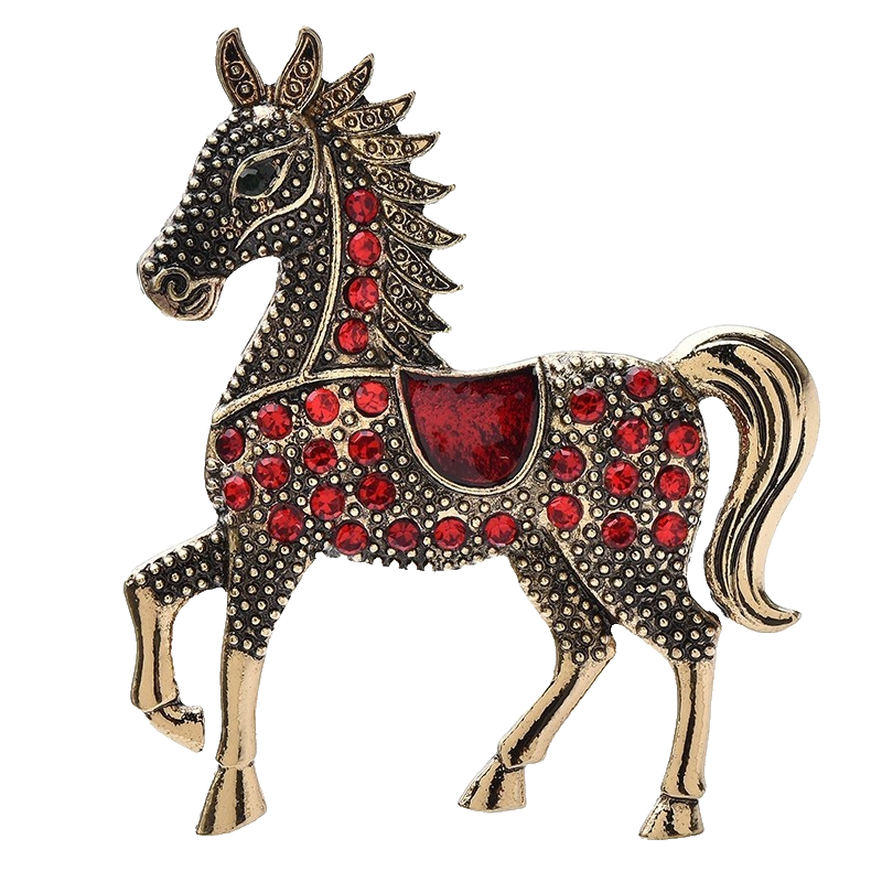 2pcs Vintage Rhinestone Horse Brooch Pin Set Equestrian Animal Jewelry Gift