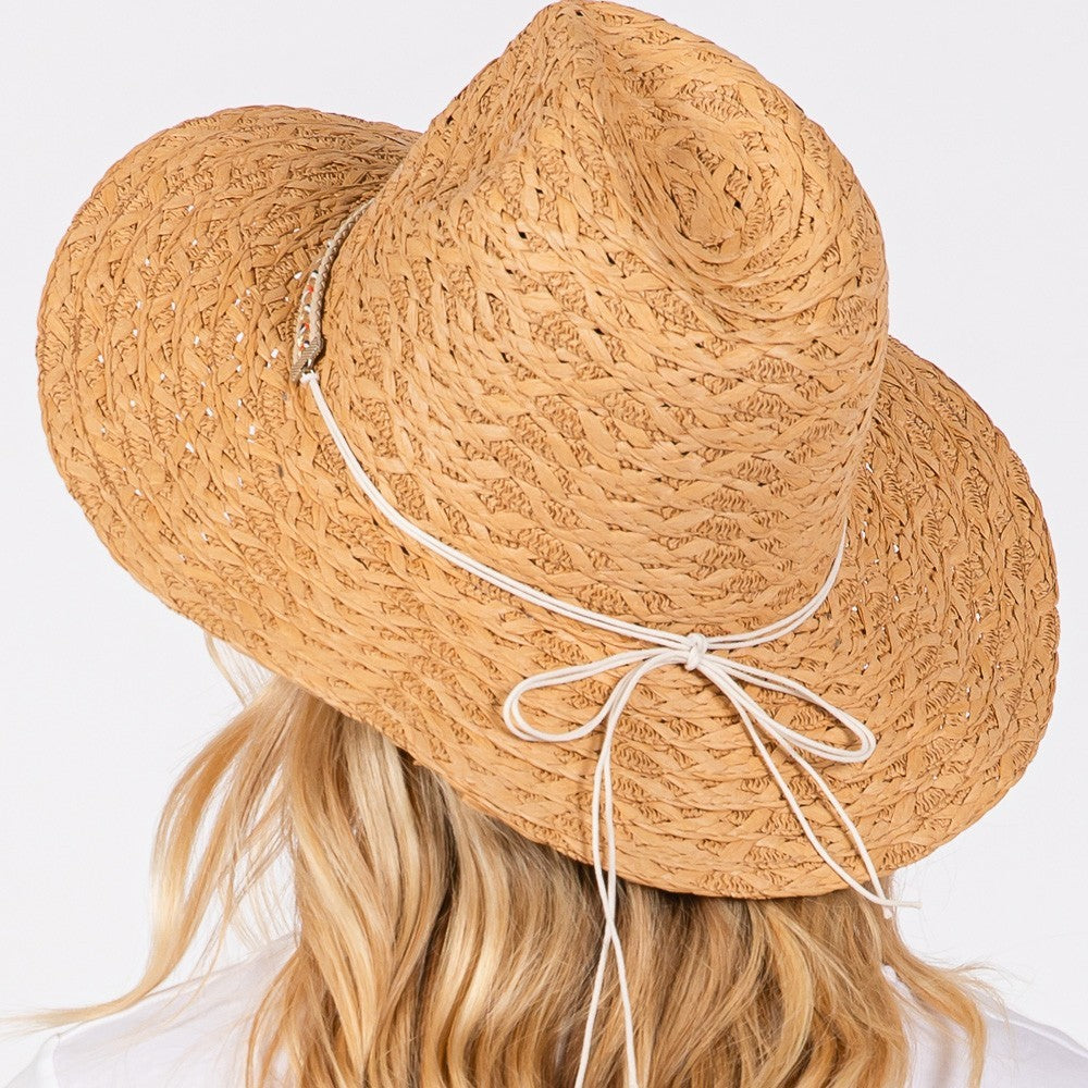 Women's Woven Evil Eye Straw Hat Floppy Sun Beach Bohemian Hat for Ladies