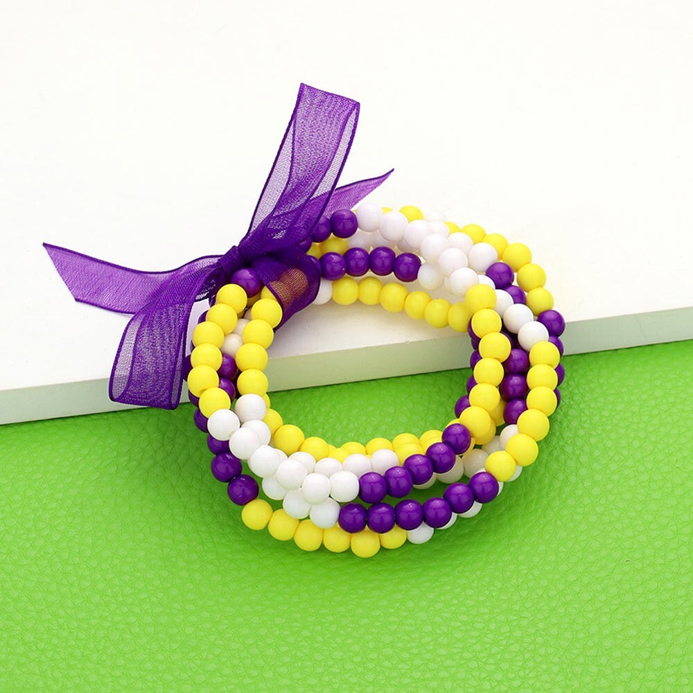 6PCS Colorful Beaded Stretch Bracelets Set for Women Men Layered Fashion Jewelry