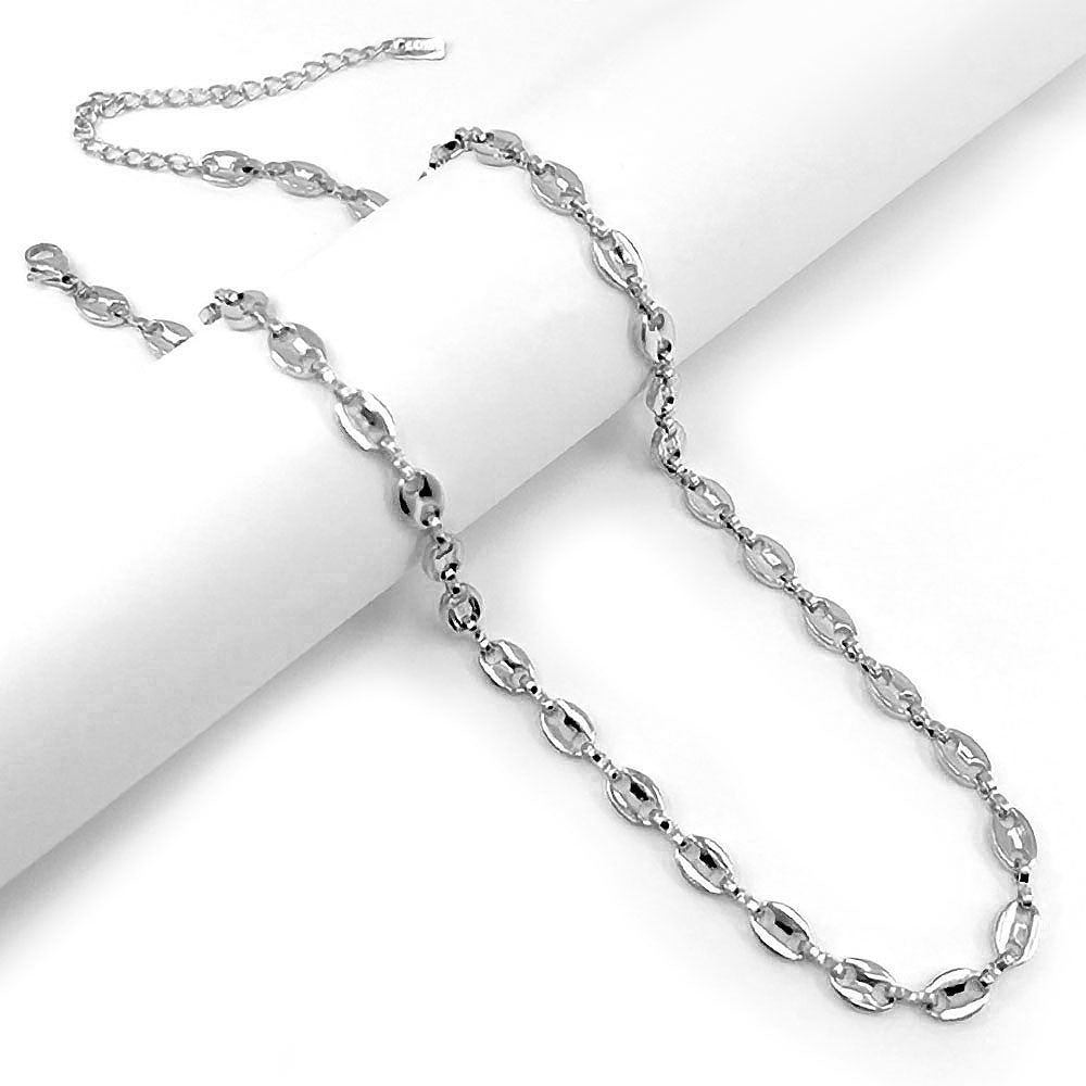 Stainless Steel Mariner Link Chain Necklace for Women Adjustable Lobster Clasp