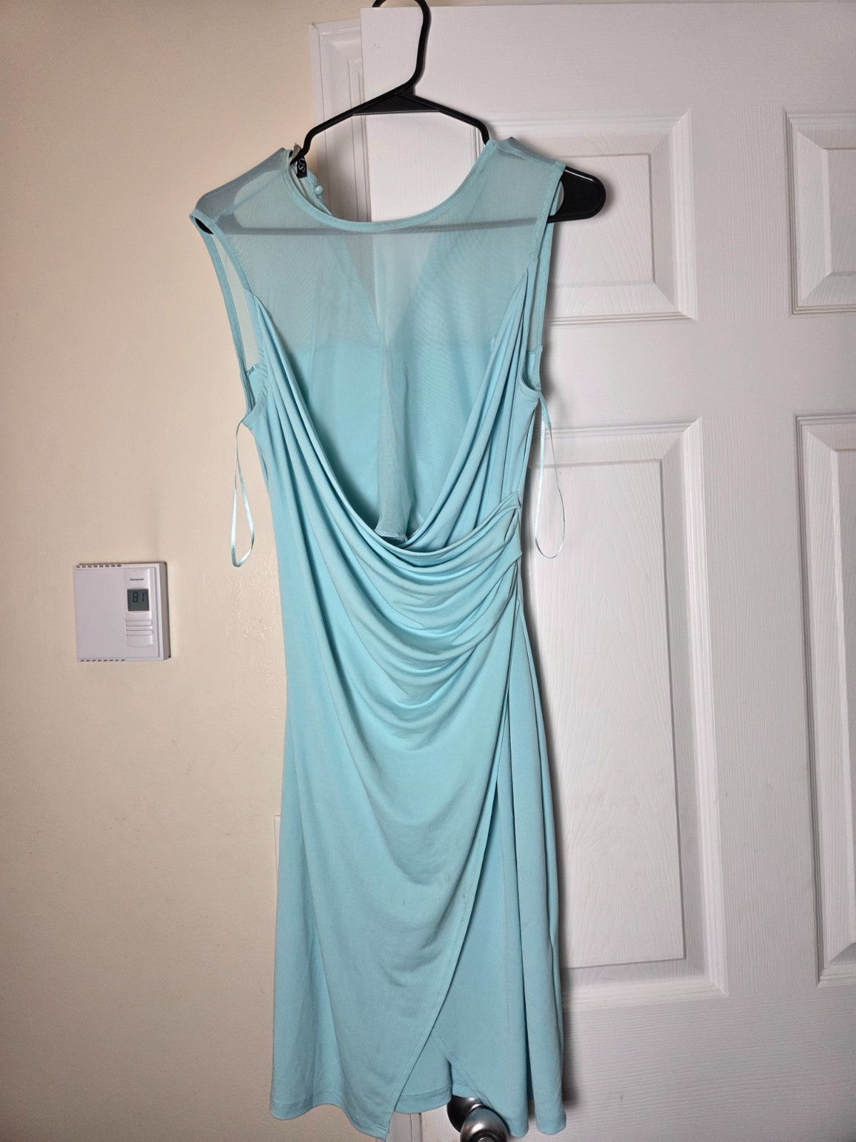 Venus Women Mint Green Mesh Bodice Midi Dress Sleeveless Fit Flare Size M