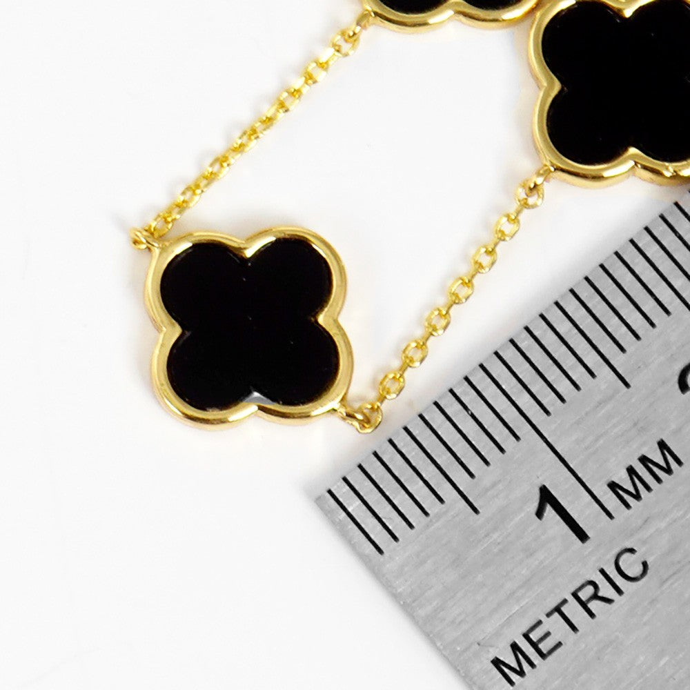 Gold Dipped Red Quatrefoil Station Necklace for Women Elegant Enamel Clover Chai