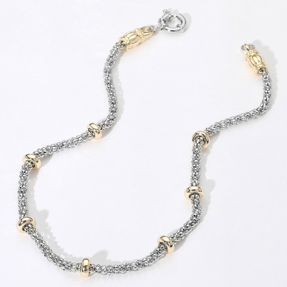 14K Gold Plated Two Tone Mesh Chain Necklace Women’s Fashion Jewelry