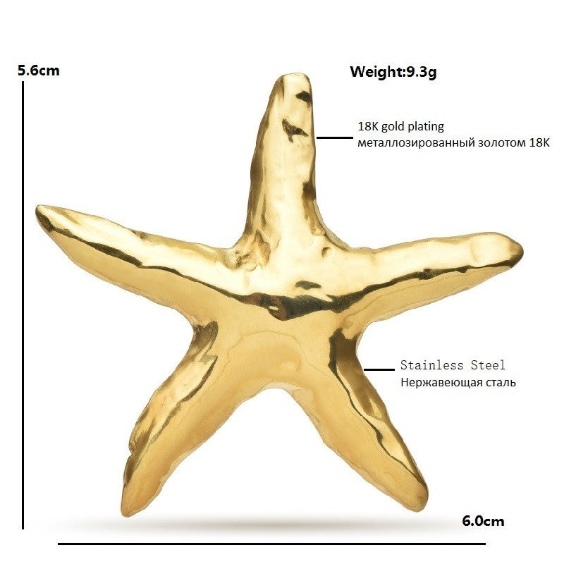 2pc Starfish Brooch Set Gold & Silver Stainless Steel Ocean Life Pin