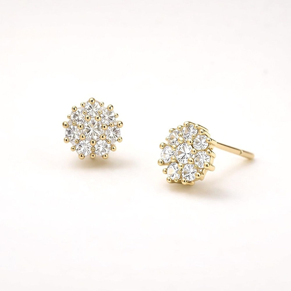 Sparkling Clear Rhinestone Square Stud Earrings Silver-Tone Classic 0.3" x 0.3"