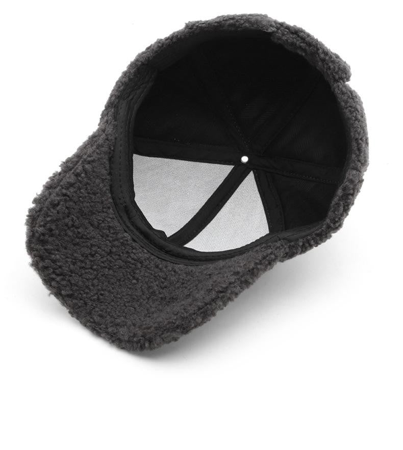 Dark Gray Fuzzy Sherpa Baseball Cap Teddy Fleece Hat Winter Adjustable