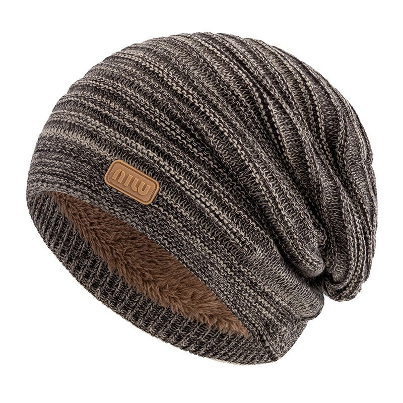 Unisex Slouchy Beanie Hat Warm Winter Knit Cap Baggy Faux Fur Fleece Lined Grey