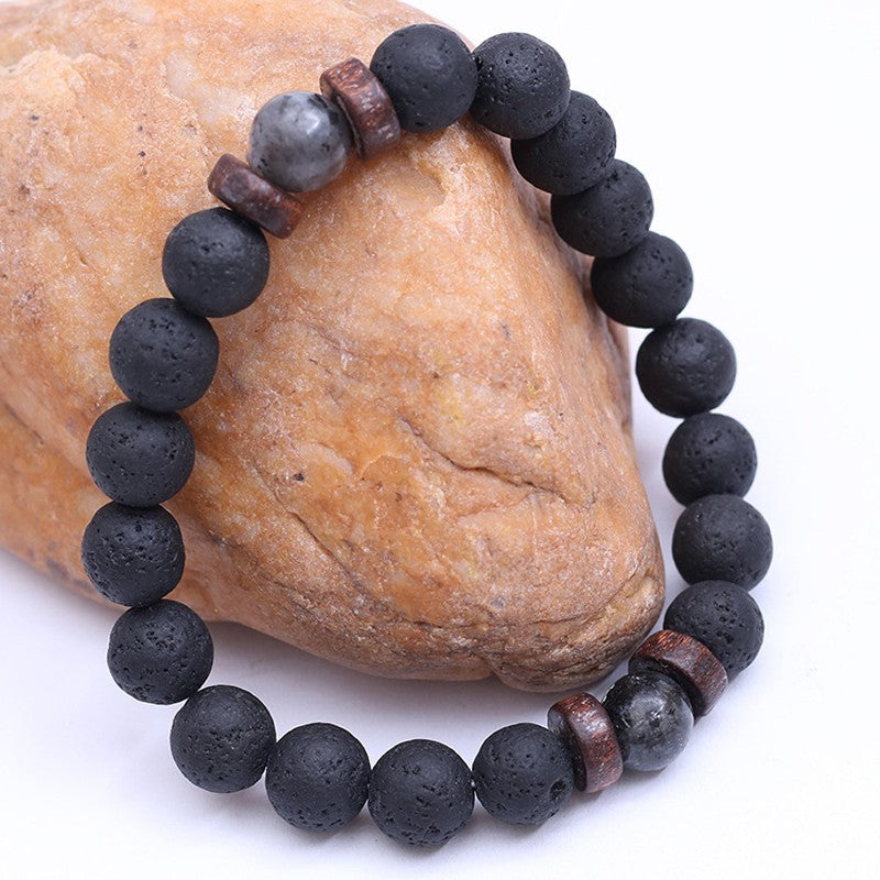 3PCS Men’s Natural Lava Rock Stone Bracelet Set Healing Chakra Beaded Stretch