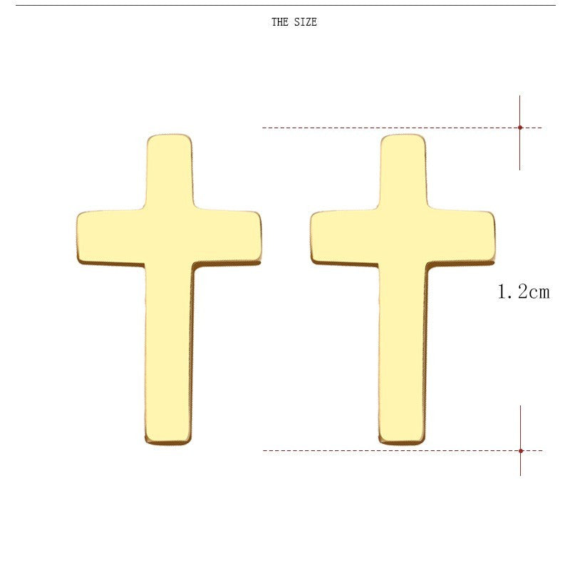 2pcs Minimalist Cross Stud Earrings Set Gold Silver Tone Stainless Steel