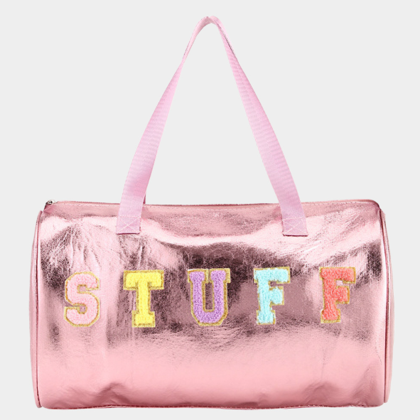 STUFF Metallic Duffle Bag Top Handle Crossbody Bag Travel Gym Weekend Tote Purse