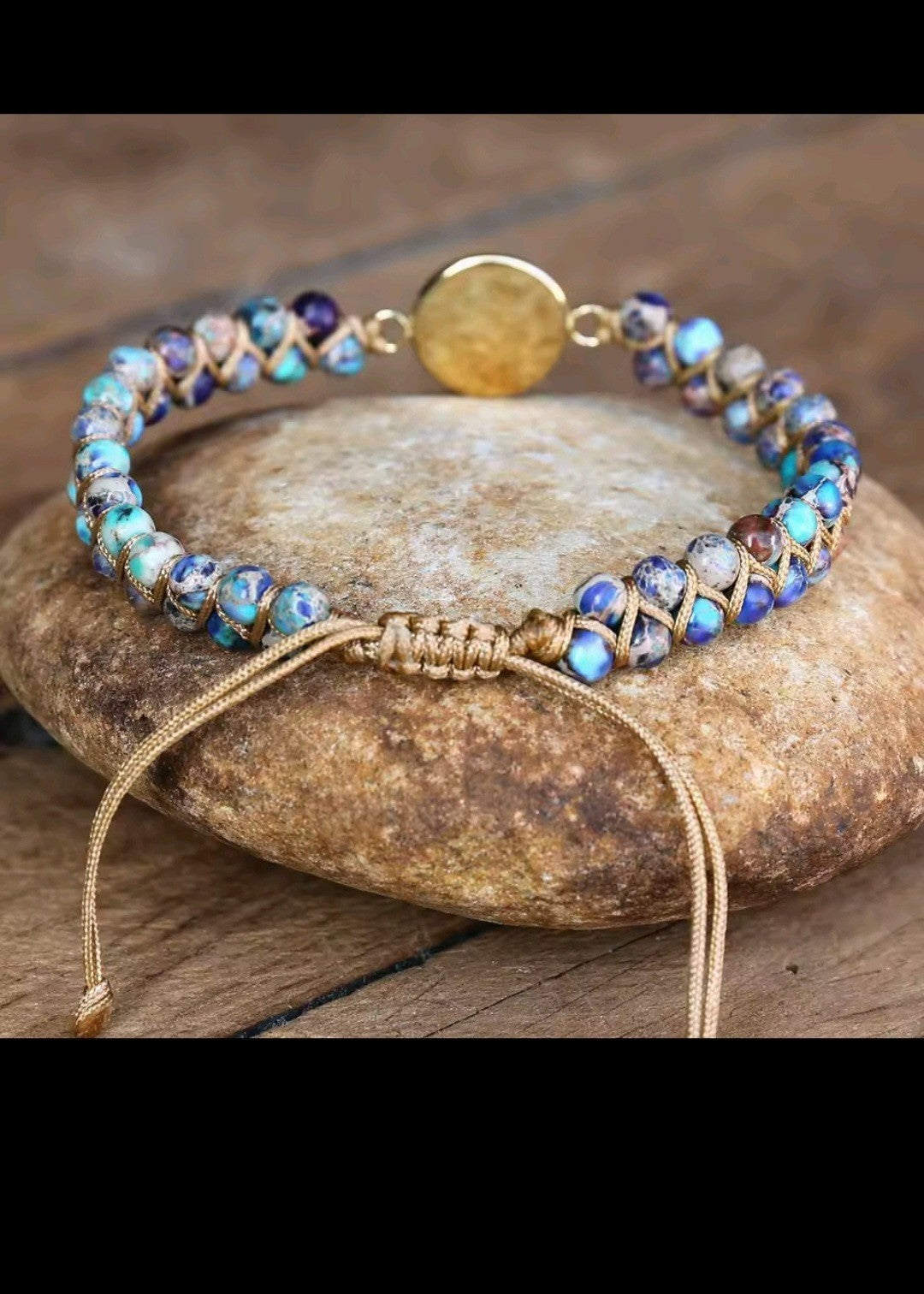 Grounding Braided Bracelet for Meditation with Celestial Blue Stone Center