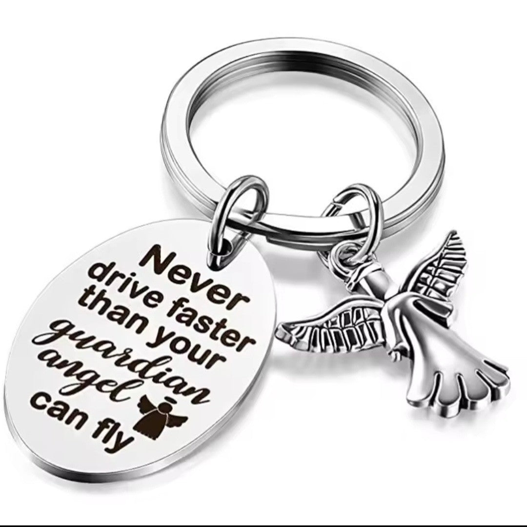2pc Guardian Angel Keychain Drive Safe New Driver Gift Teens Sweet 16 Keyring