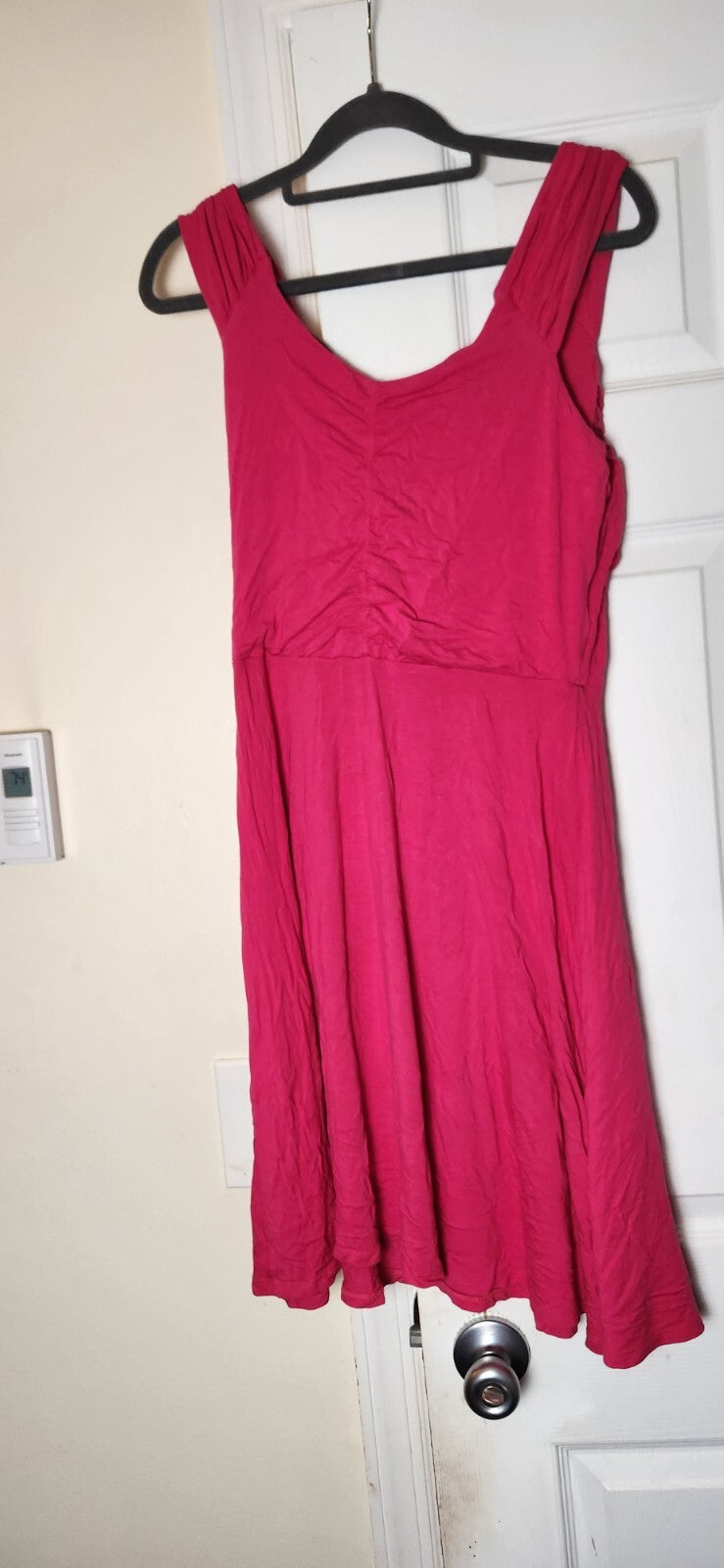 Women's Pink Midi Dress Sleeveless Hot Pink Dresses for Ladies Knee High Outfit