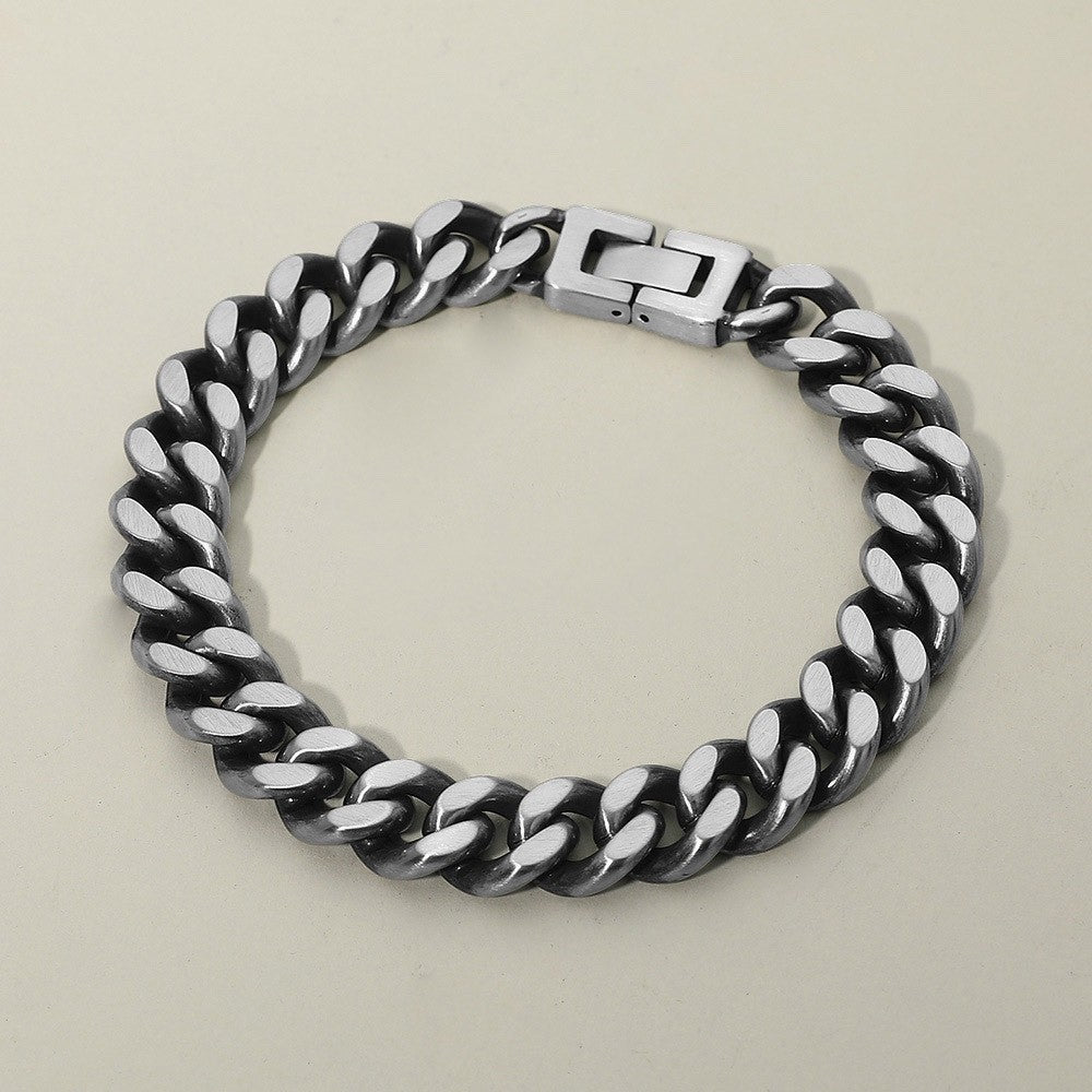8.5" Gunmetal Stainless Steel Cuban Link Curb Chain Bracelet - Men's Jewelry