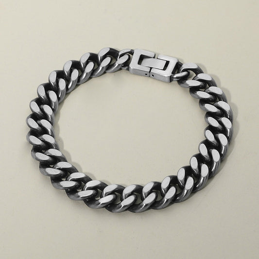 8.5" Gunmetal Stainless Steel Cuban Link Curb Chain Bracelet - Men's Jewelry