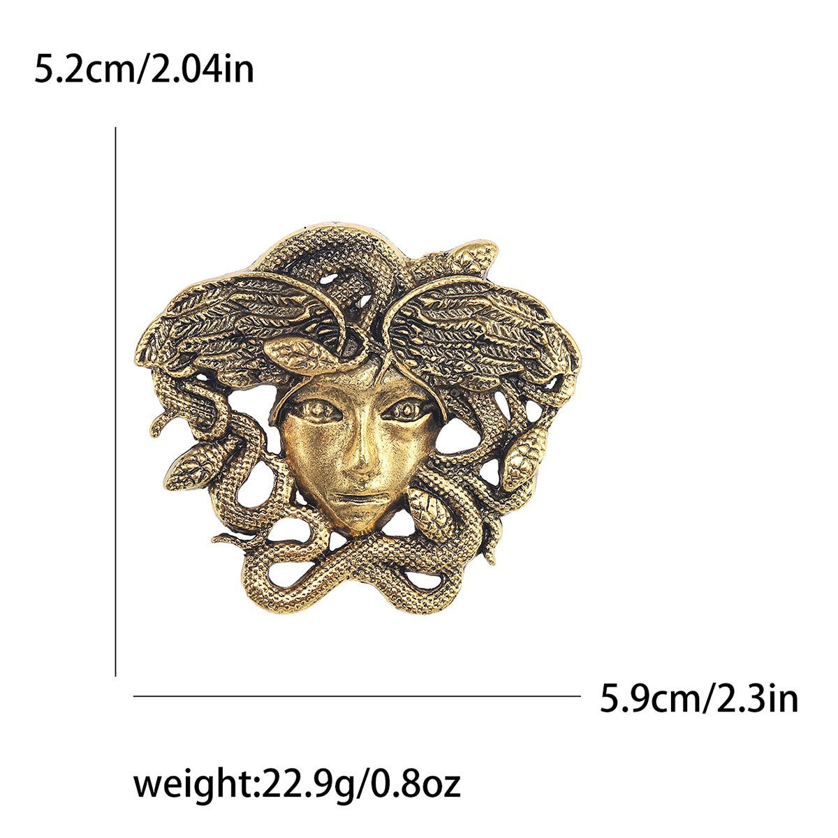 2PCS Medusa Head Brooch Pin Set Gold & Silver Tone Greek Mythology Gothic Jewelr