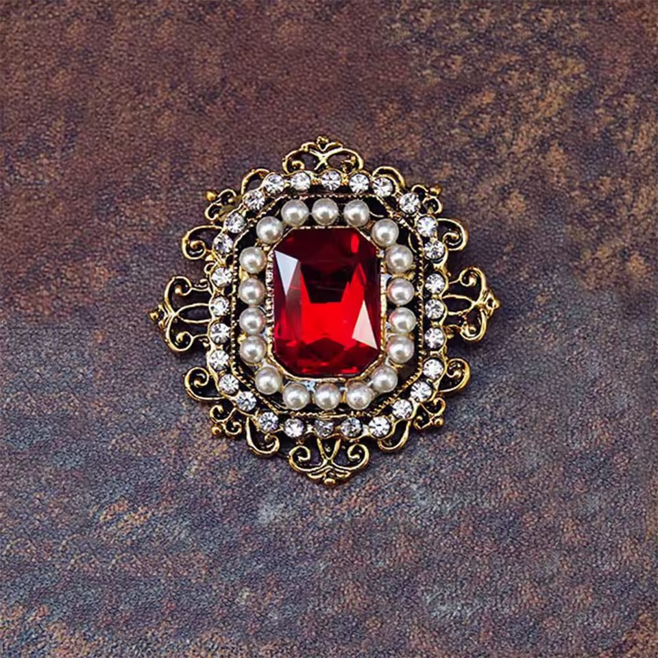 3pcs Vintage Victorian Style Brooch Pin Crystal Pearl Royal Fashion Jewelry