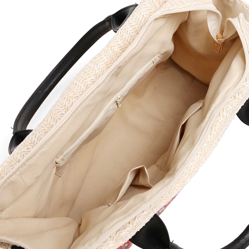 Heart Printed Straw Tote Bag Crossbody Purse for Women Summer Travel Beach Style