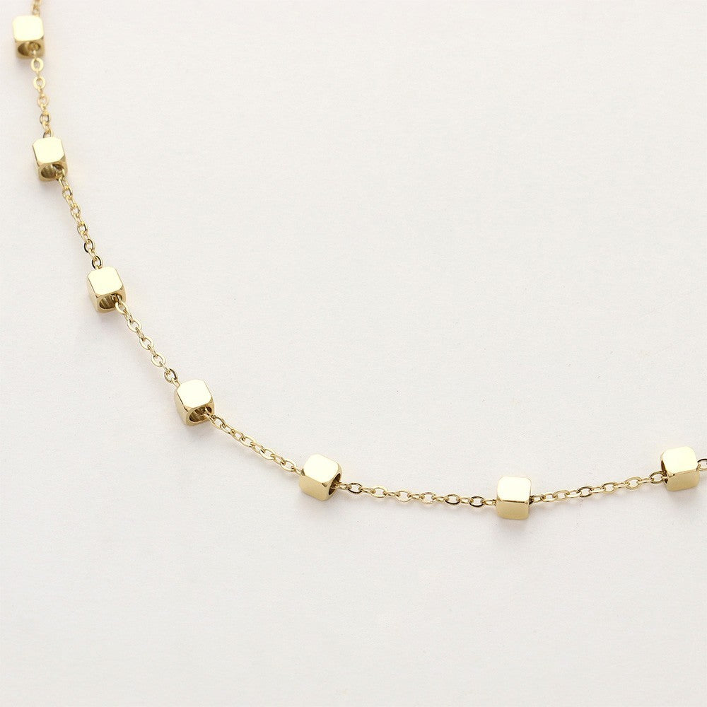 SECRET BOX Women's Stainless Steel Cube Station Round Chain Pendant Necklace