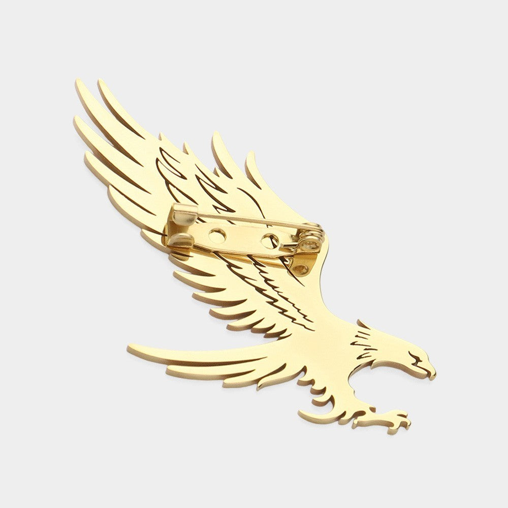 2PCs Men s Adorn Stainless Steel Cutout Eagle Blazer Suit Coat Lapel Pin Brooch
