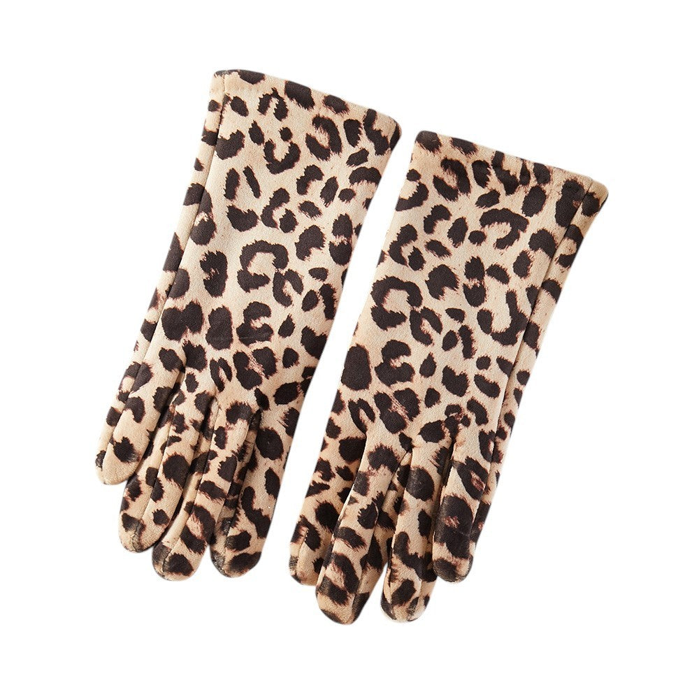 2 Pair Leopard Print Touchscreen Gloves Women Smart Touch Winter Warm Set