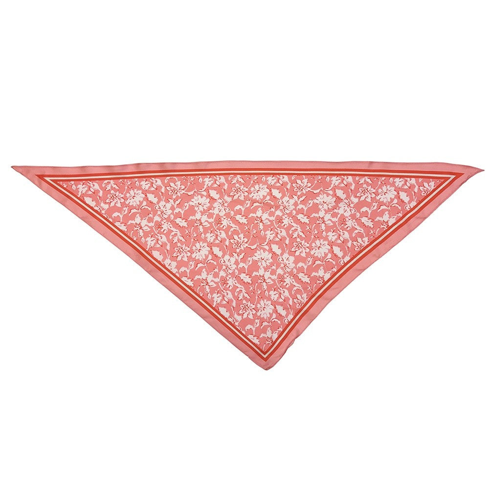Pink Floral Print Satin Square Scarf - Elegant Silk-Like Headband Neck Wrap