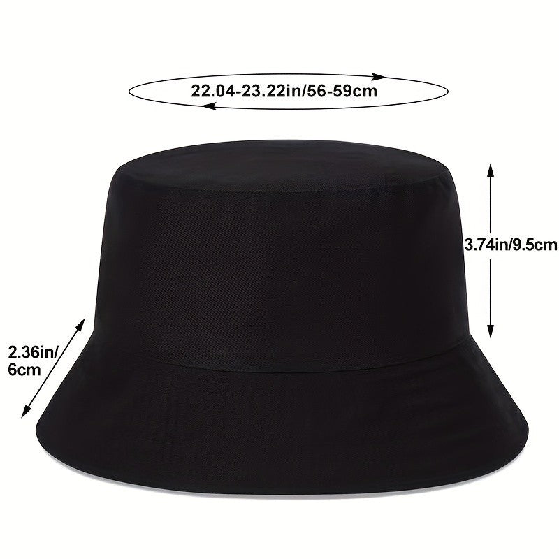 Black Faux Leather Bucket Hat Unisex Wide Brim Fisherman Cap Streetwear