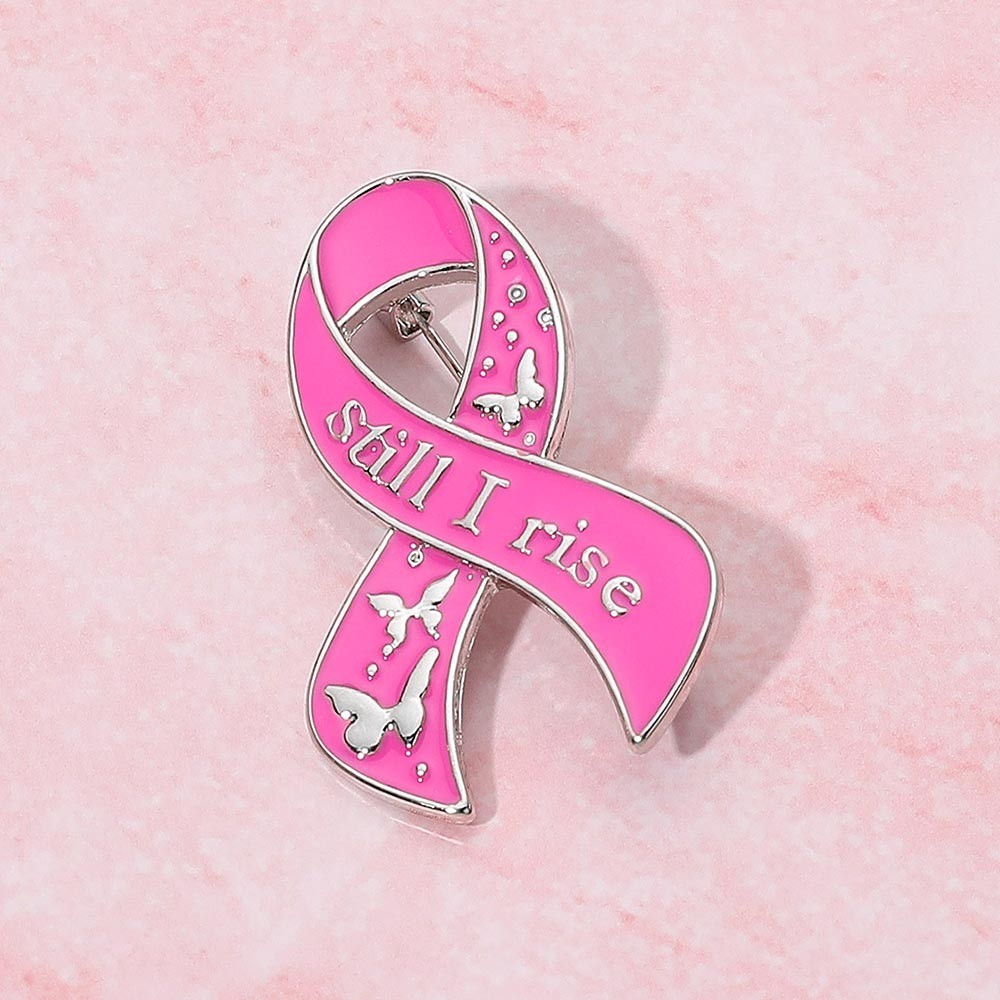Pink Ribbon Still I Rise Enamel Pin Brooch Breast Cancer Awareness Survivor Gift