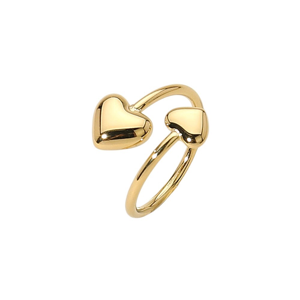Stainless Steel Heart Tip Adjustable Ring for Women Girls Gift Jewelry Accessory