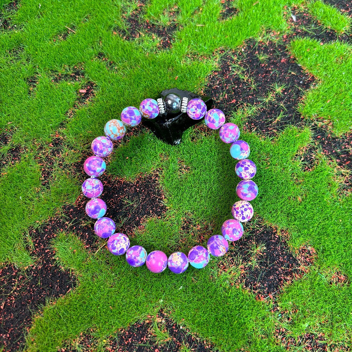 Anxiety Relief Bracelet for Stress Reduction Calming Purple  Stone Beads