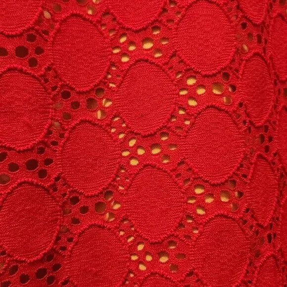 Lace Overlay  Long Sleeved Midi Dress for Women Formal Red Dresses for Ladies 