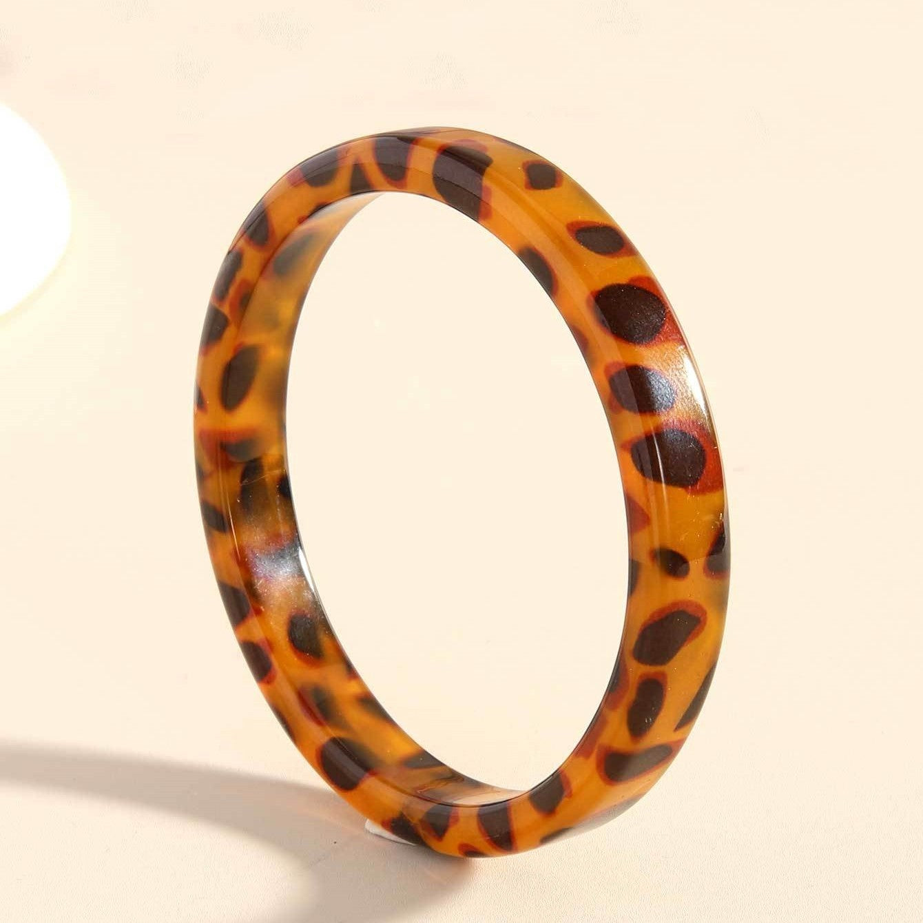 Tortoiseshell Bangle Stack Set: Wide & Thin Acrylic Resin Bracelets