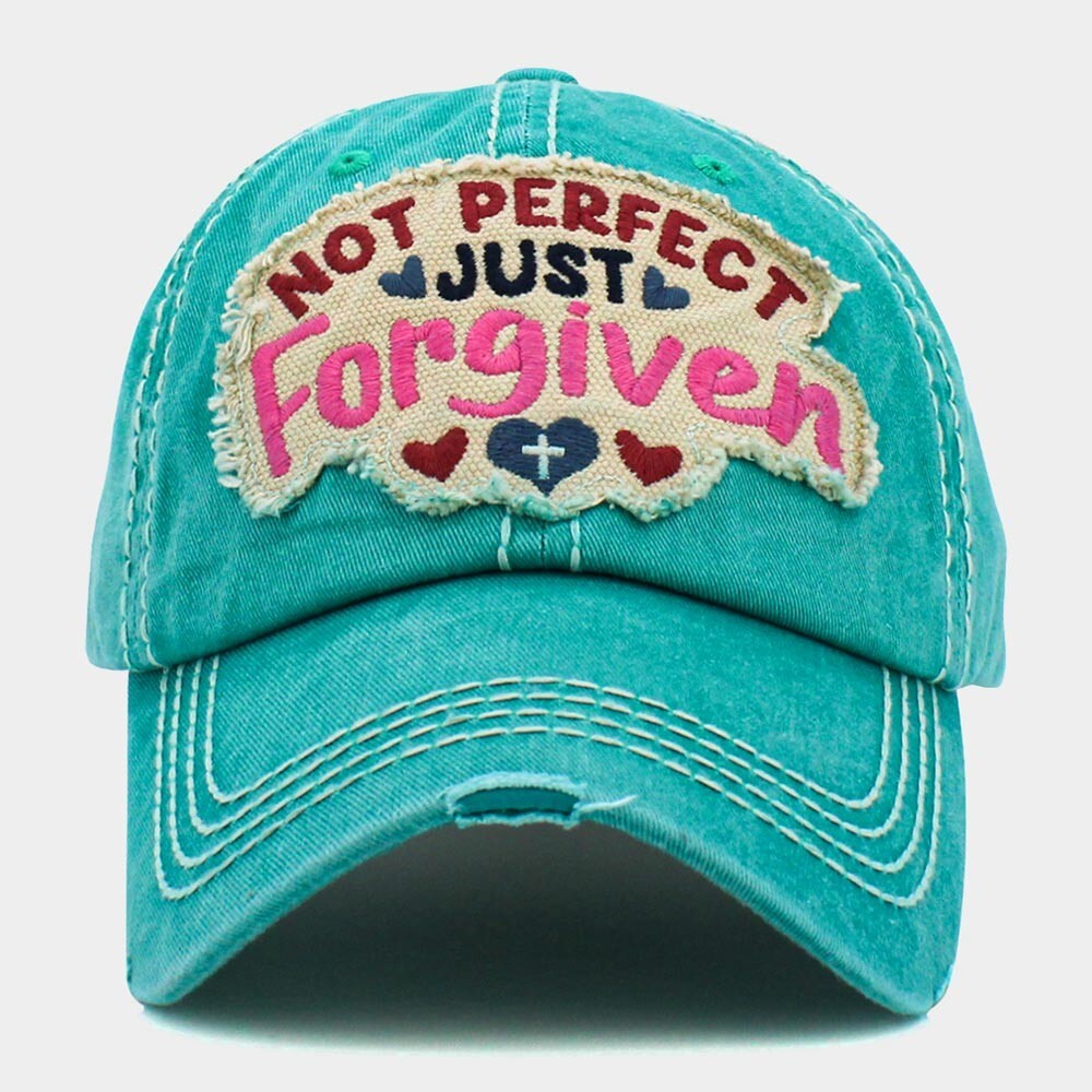 "Not Perfect Just Forgiven"  Vintage Washed Distressed Baseball Cap for Women