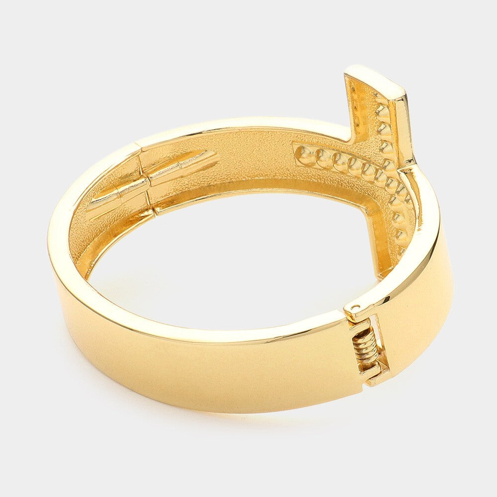 Metal Cross Hinged Bangle Bracelet for Women Religious Jewelry Gift Idea