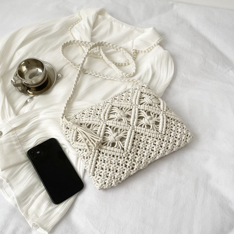 Women’s Summer Straw  Crossbody Bag White Shoulder Beach Bags for Ladies