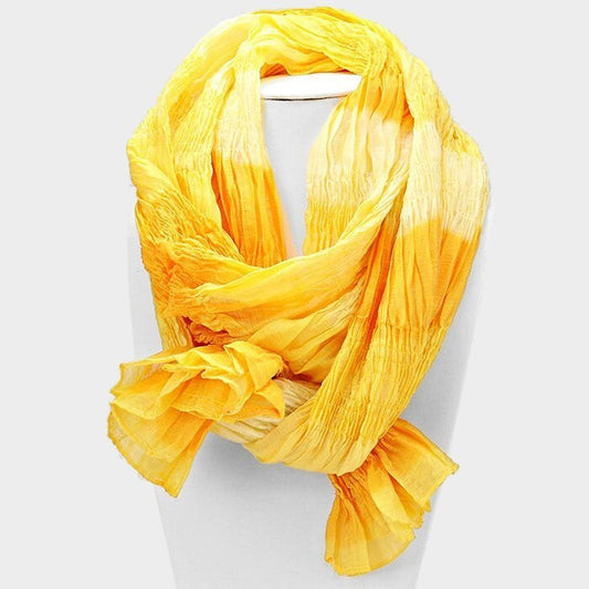 Lightweight Ombre Oblong Wrinkle Scarf for Women Polyester Gradient Color