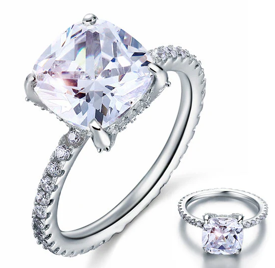 5Ct Cushion Cut Created Diamond Ring 925 Sterling Silver Engagement  Size 7