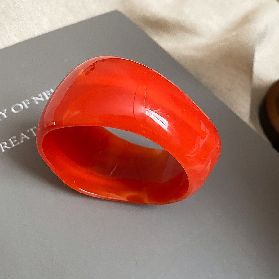 2pcs Chunky Acrylic Bangle Bracelet Set Marble Resin Wide Cuff Statement Jewelry
